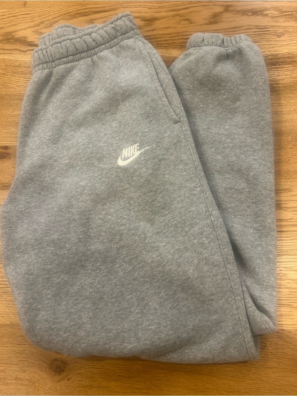 Nike Gray Fleece Joggers with White Swoosh